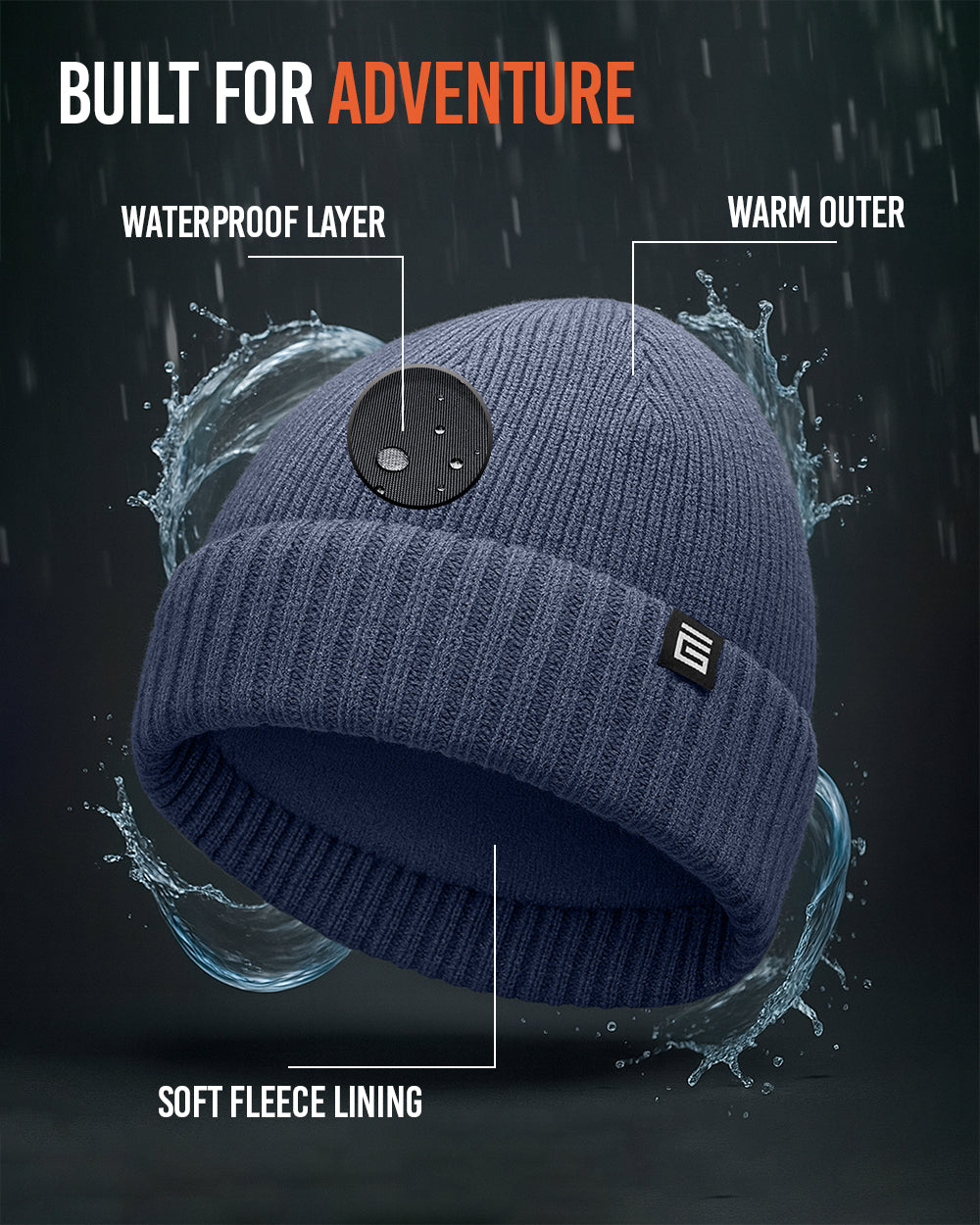 Waterproof Beanie Hat - Navy