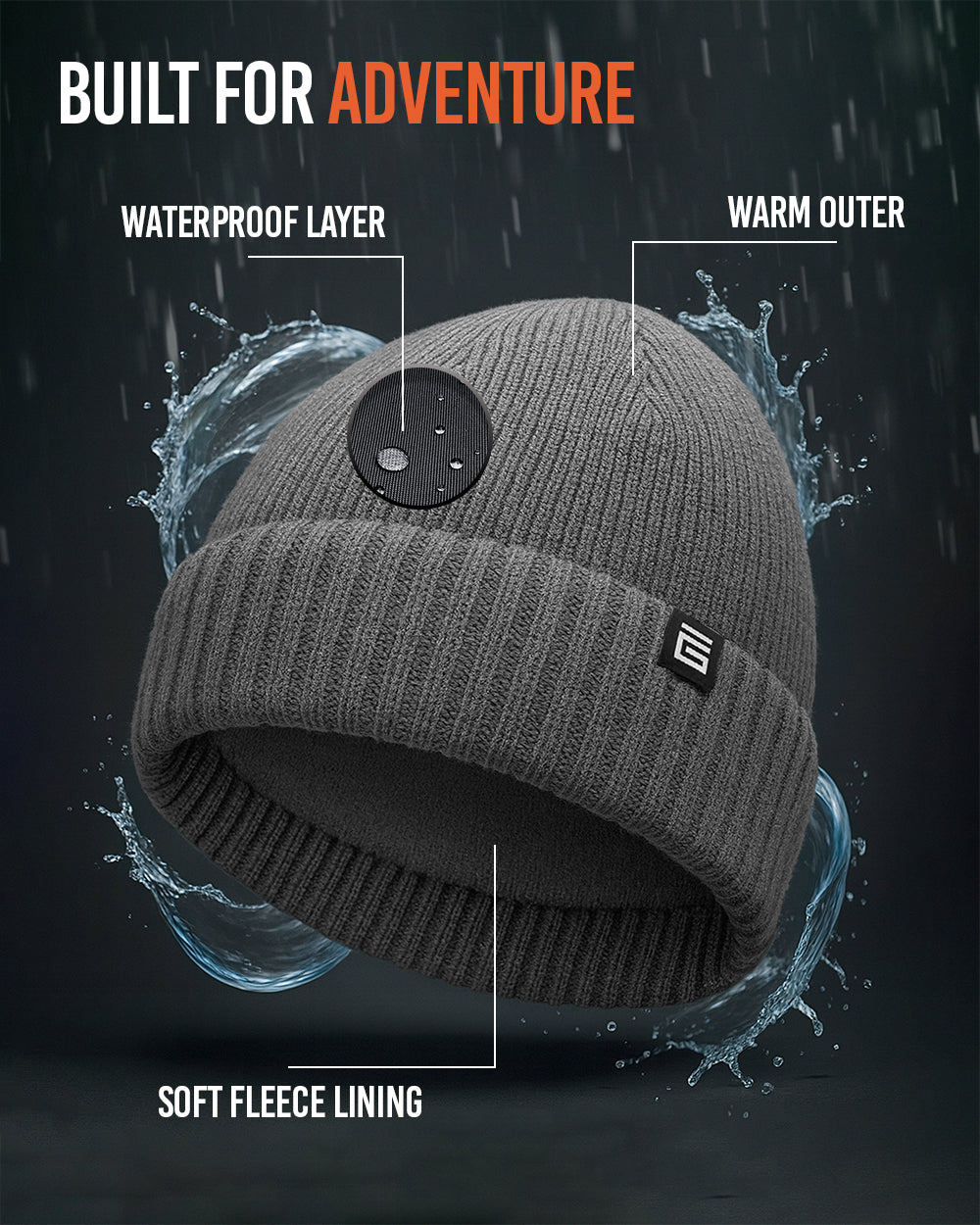Waterproof Beanie Hat - Charcoal