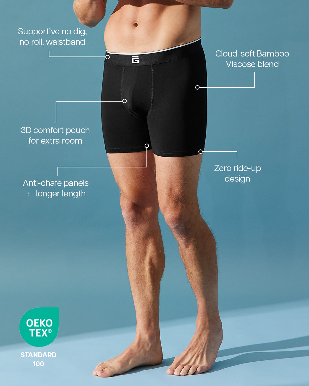 Bamboo Boxers - Black - 3 Pack