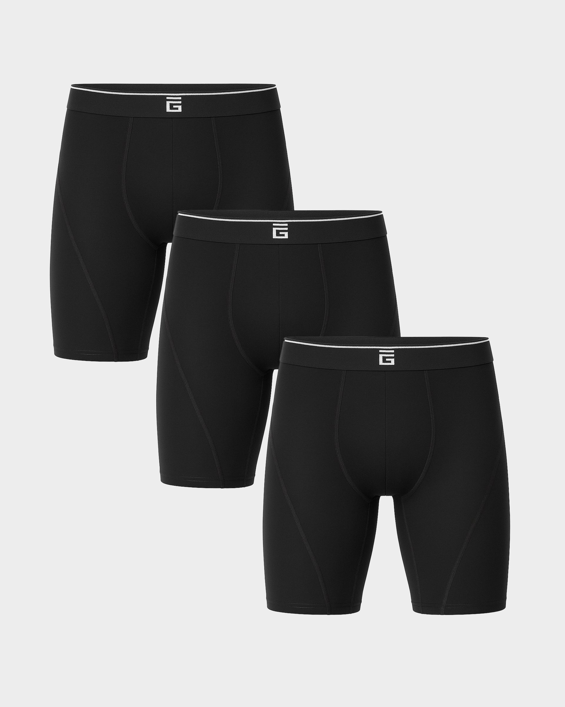 Long Bamboo Boxers - Black - 3 Pack