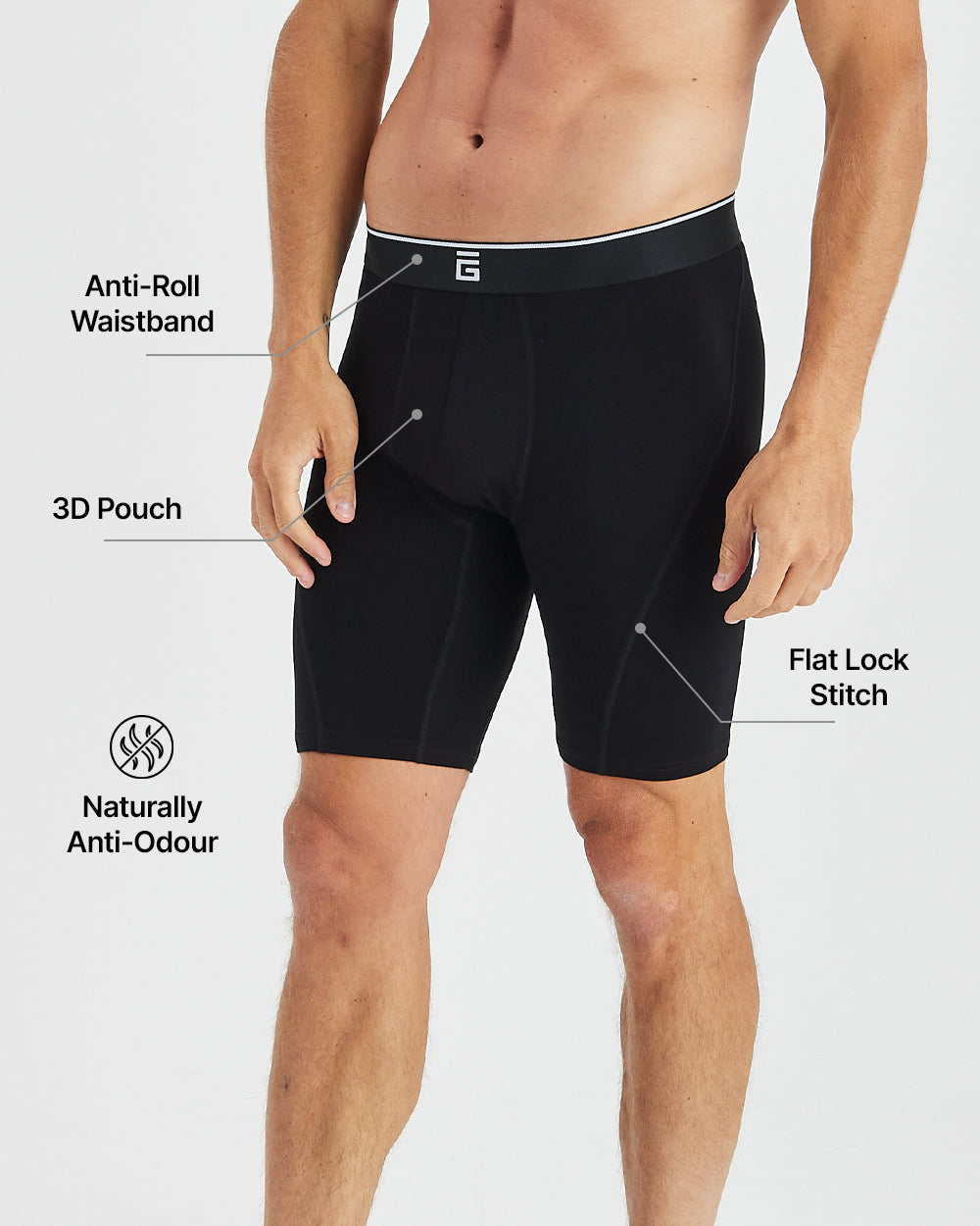 Bamboo Sport Boxer Briefs Long (3 Pack)