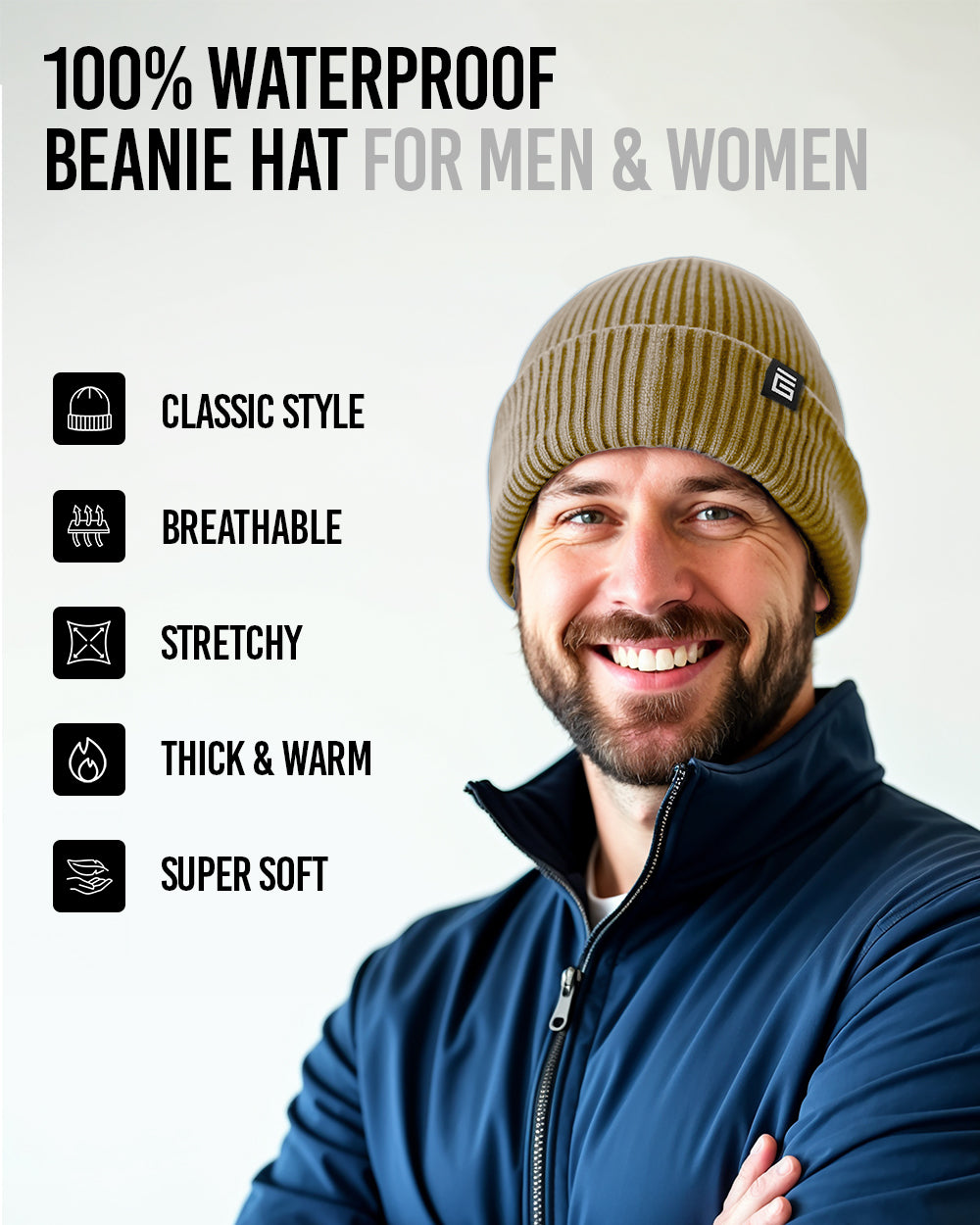Waterproof Beanie Hat - Sand