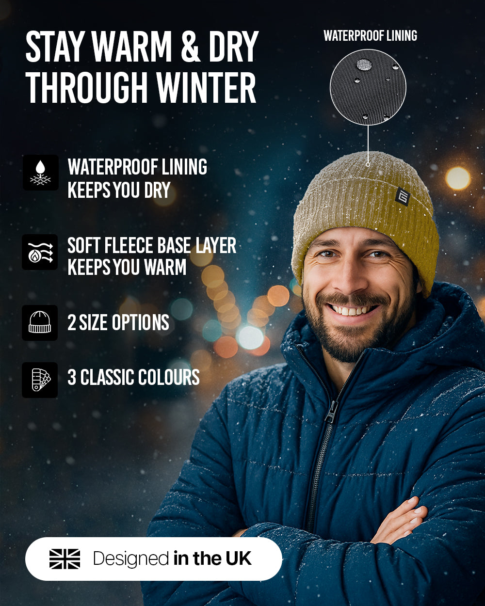 Waterproof Beanie Hat - Sand