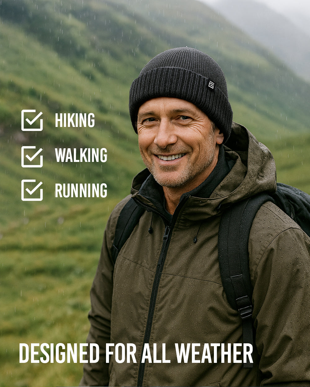 Waterproof Beanie Hat - Black