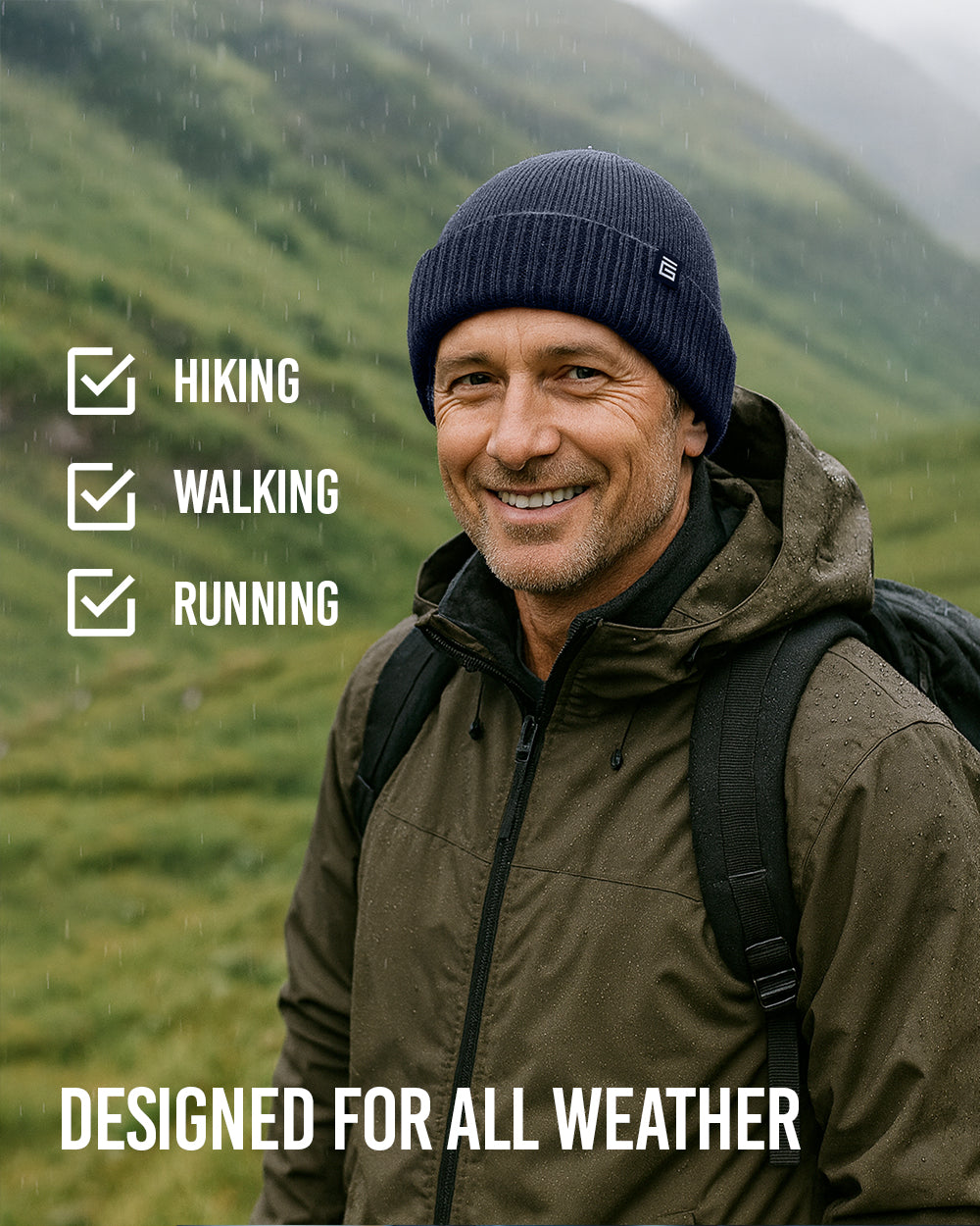 Waterproof Beanie Hat - Navy